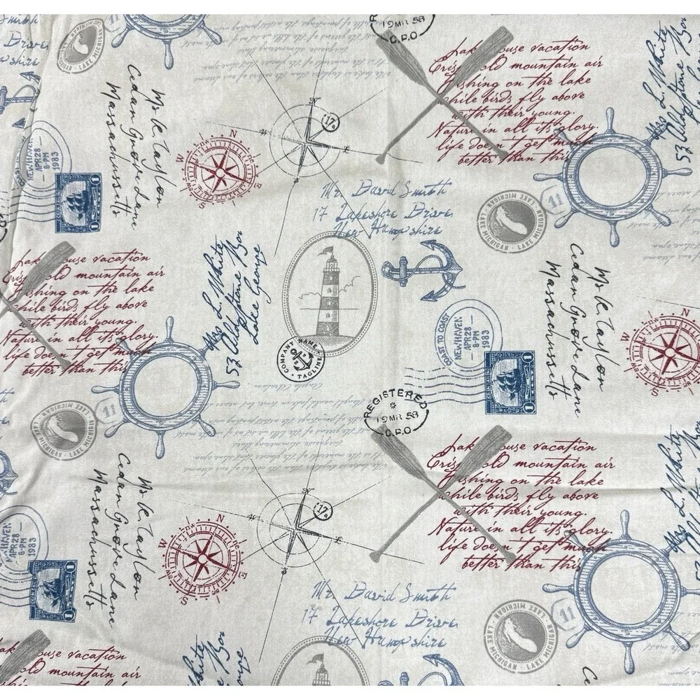 Richloom Nautical Maritime Screen Print Fabric 44